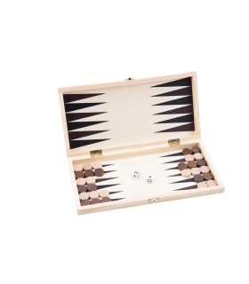 Coffret en bois pliable: Échiquier / Dames / Backgammon