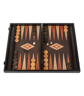 Backgammon en bois wengé avec supports latéraux