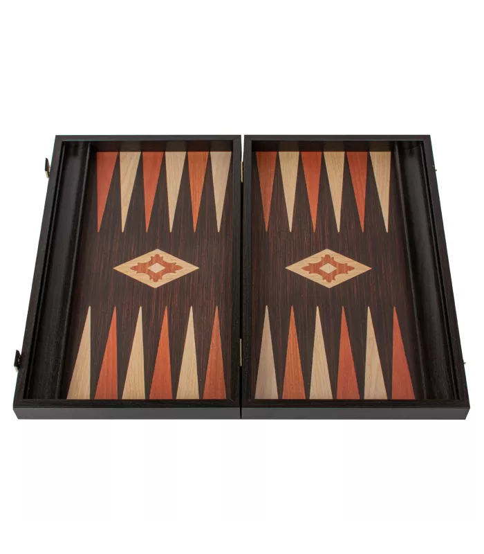 Backgammon en bois wengé avec supports latéraux