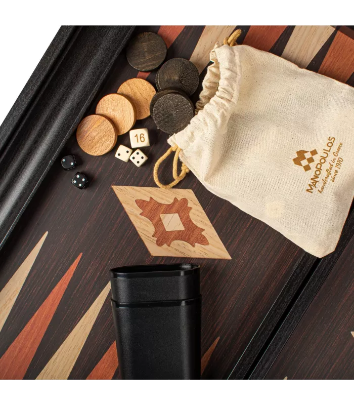 Backgammon en bois wengé avec supports latéraux