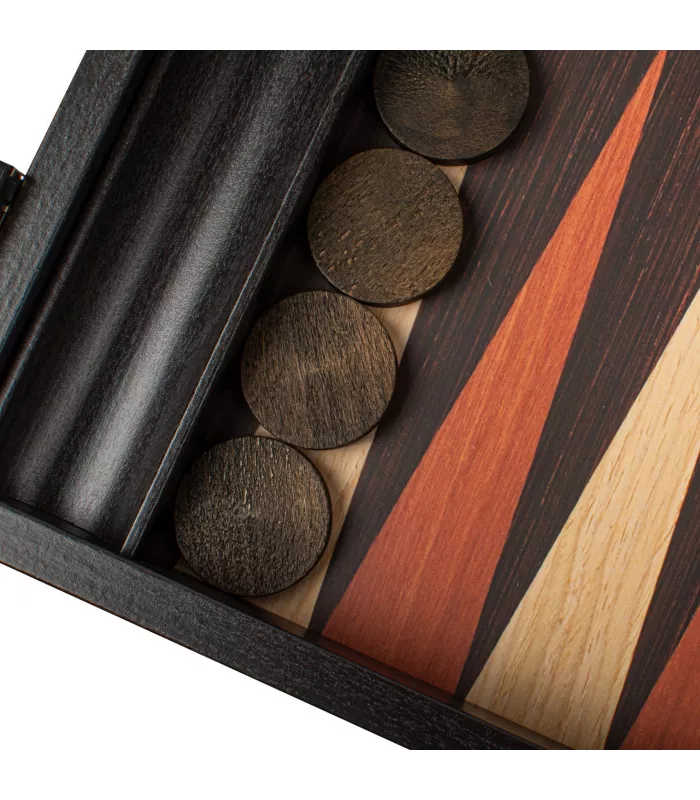 Backgammon en bois wengé avec supports latéraux