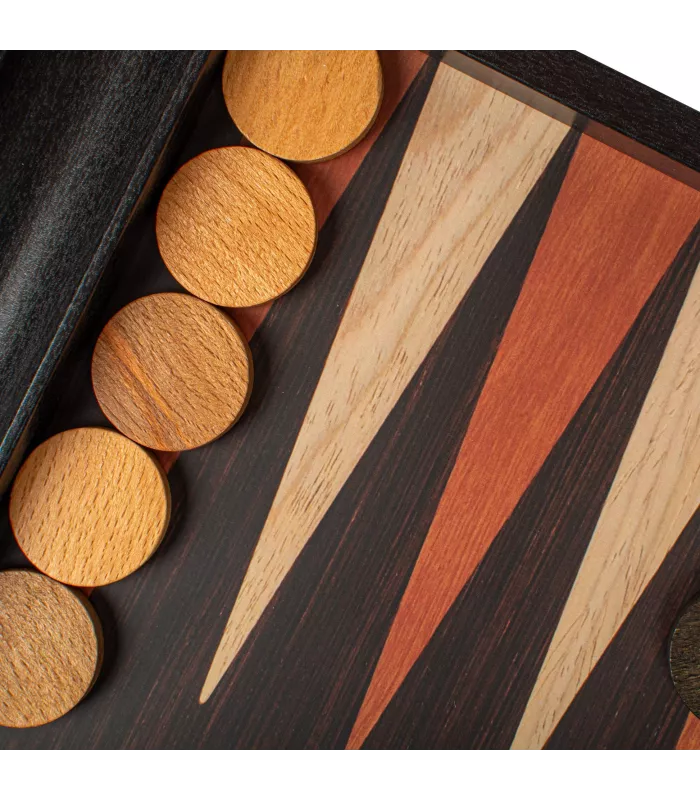 Backgammon en bois wengé avec supports latéraux