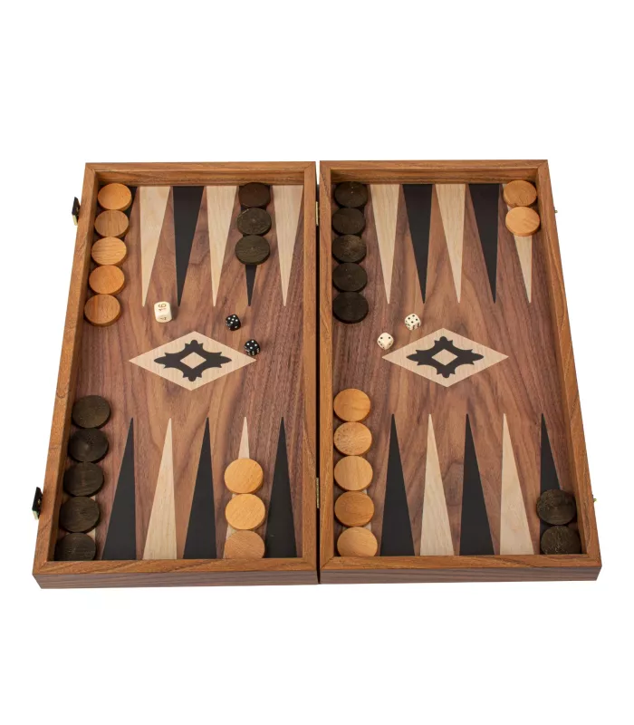 Backgammon en bois de réplique de noyer /  Medium