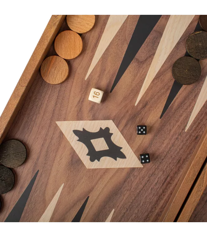 Backgammon en bois de réplique de noyer /  Medium