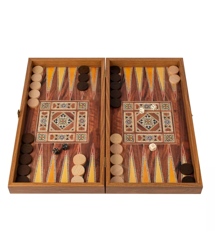 Backgammon en bois de réplique de wengé / Grand