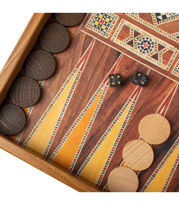 Backgammon en bois de réplique de wengé / Grand