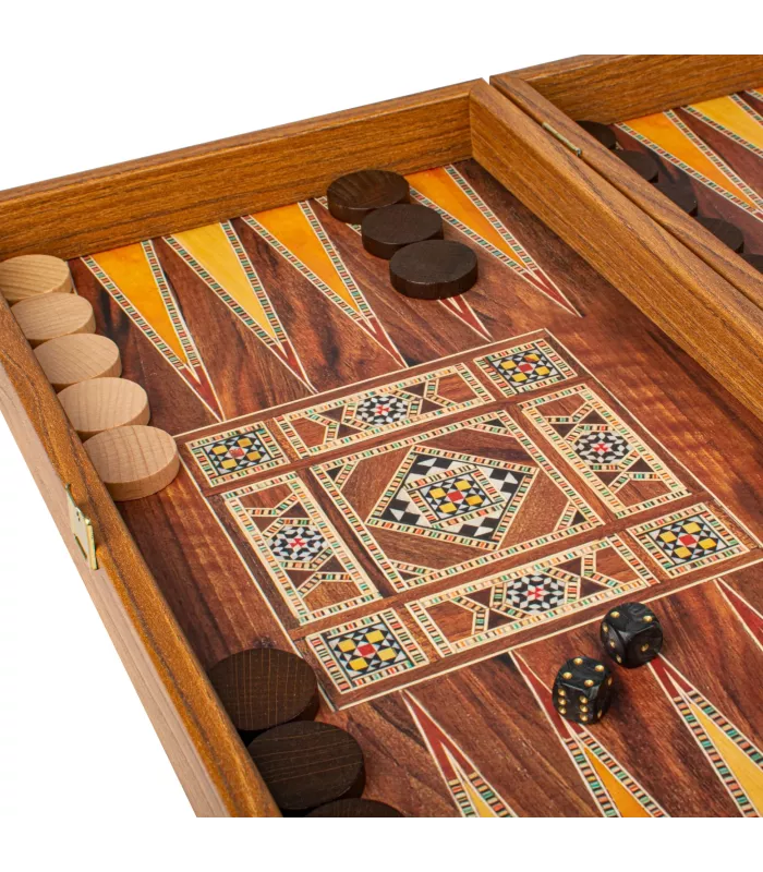 Backgammon en bois de réplique de wengé / Grand