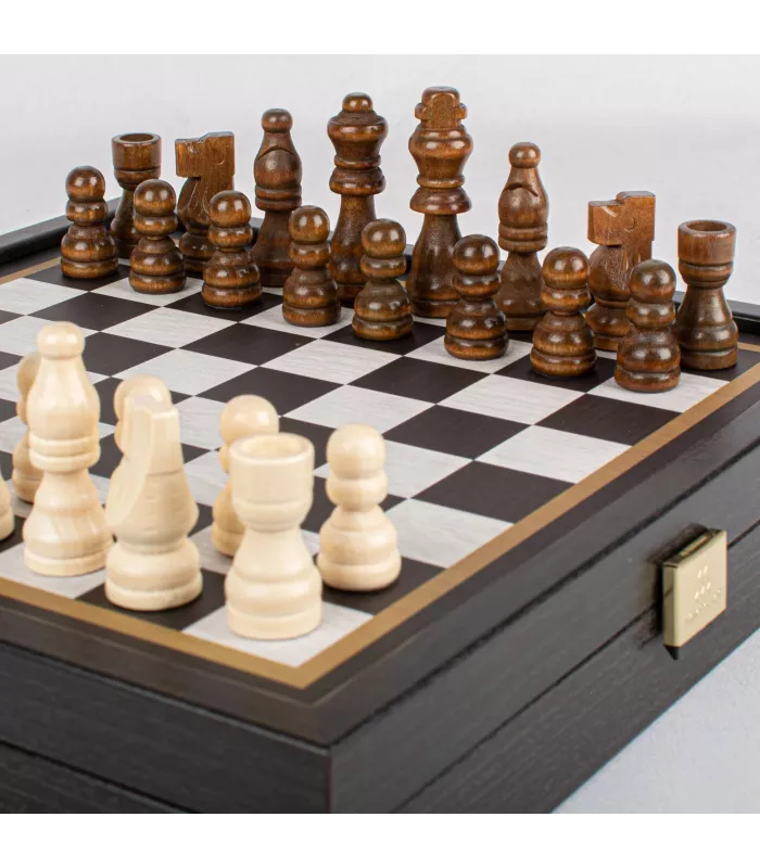 coffret échecs et backgammon 2 en 1 de style classique