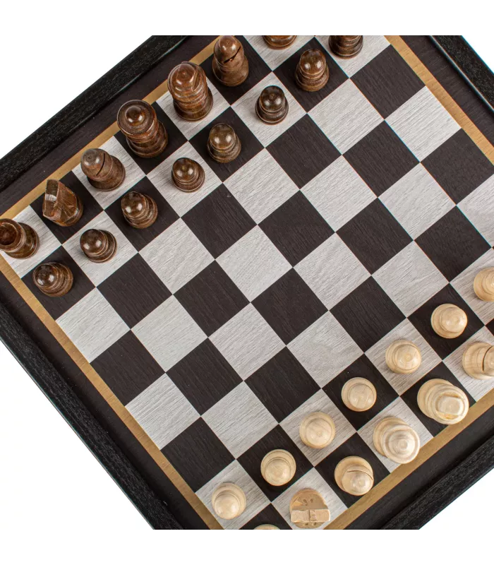 coffret échecs et backgammon 2 en 1 de style classique
