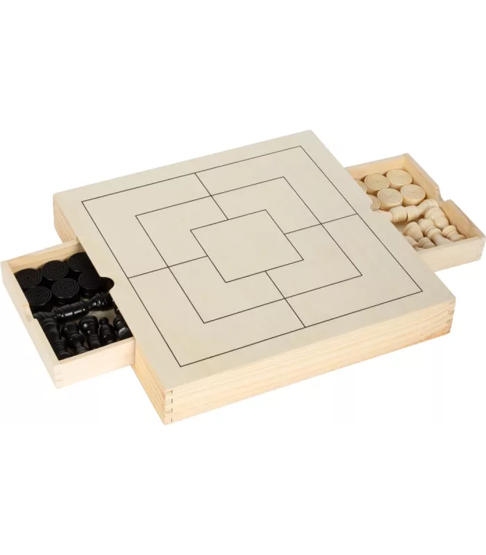 Kit de jeux Echecs, dames & jeu du moulin