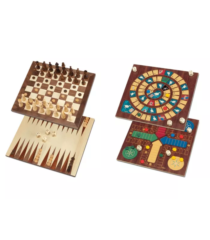 Jeu de plateau 5 en 1 en bois