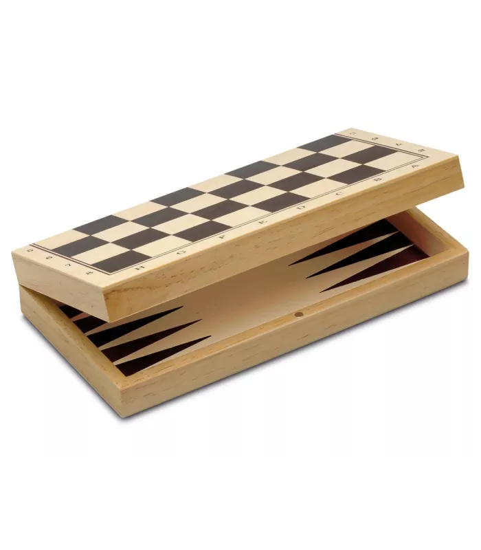 3 EN 1 ÉCHECS – DAMES – BACKGAMMON pliable en bois